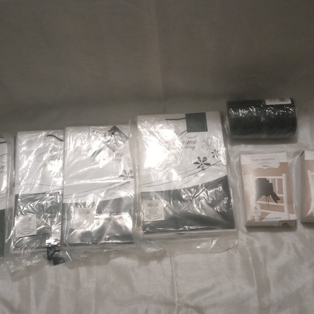 New wedding event items gift bags chair deco and deco mesh black